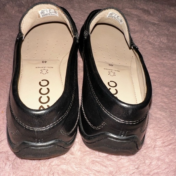 NWOT Ecco men’s black leather slip on loafers 40 6 office business casual - Picture 9 of 12